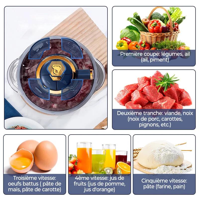 Hachoirs à viande électriques 5L, broyeur alimentaire en acier inoxydable 304, trancheur de légumes