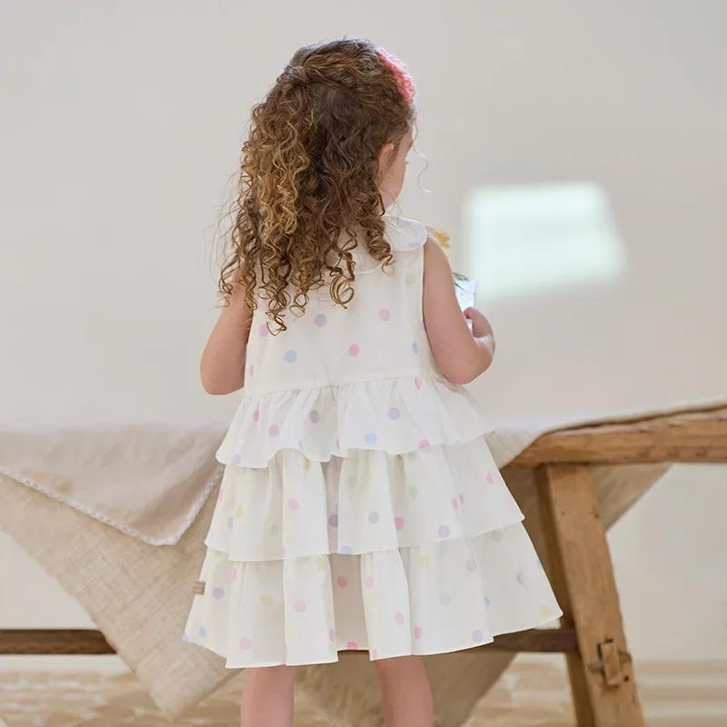 Dave Bella robes pour enfants printemps automne filles jupe sans manches coton doux vêtements d'exté