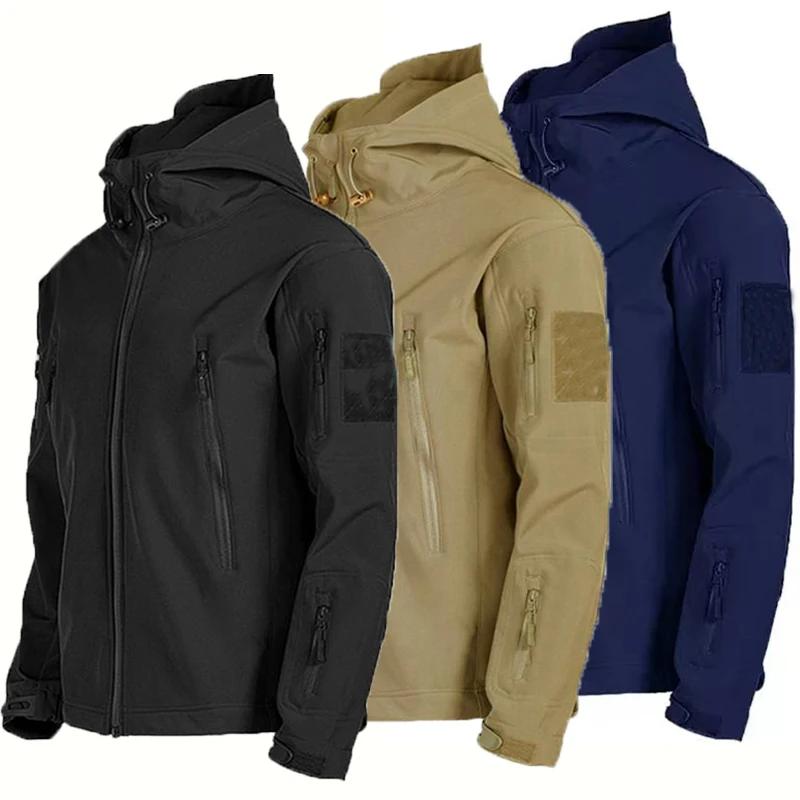 Veste de randonnée en polaire pour homme, style cargo, automne-hiver, effet peau de requin, tactique