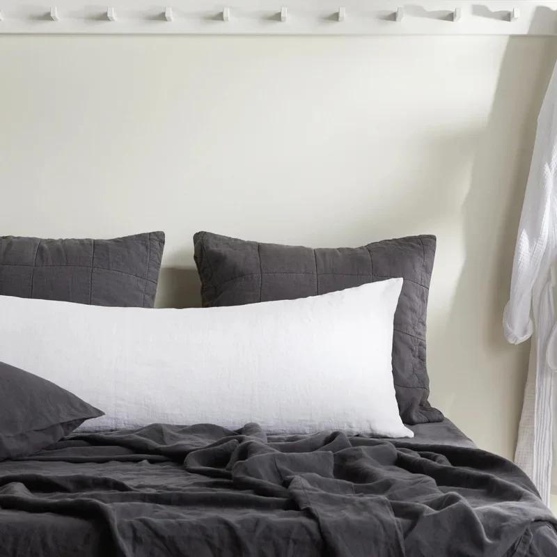 Taie d'oreiller double en lin pur, housse de coussin, taille personnalisée, anti-acariens, Euro Sham