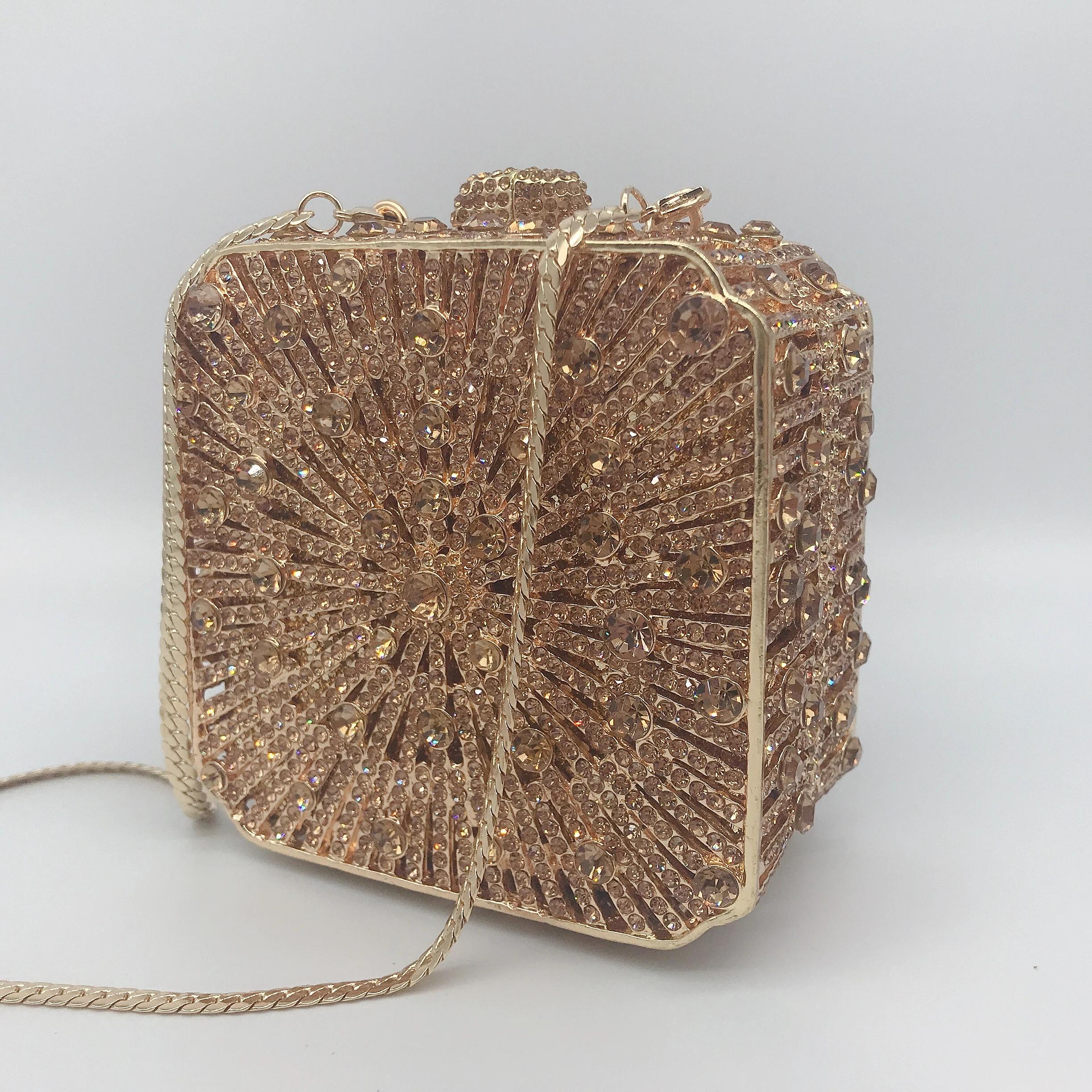 Pochette pour femmes, petite boîte carrée, sac de soirée en cristal strass à couverture complète, sa