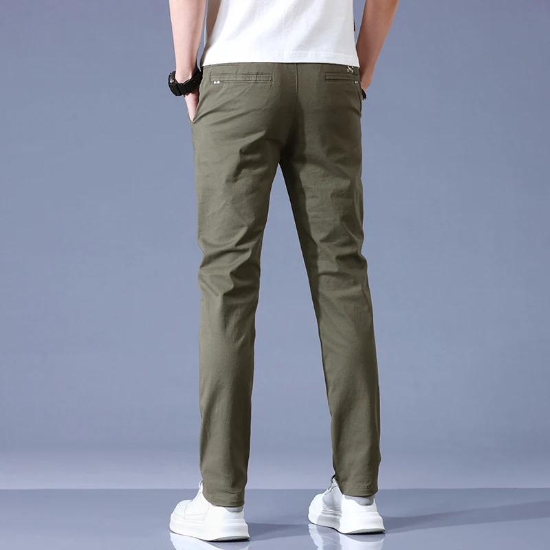 2025 nouveau haute qualité hommes mince pantalons décontractés taille moyenne Stretch travail pantal