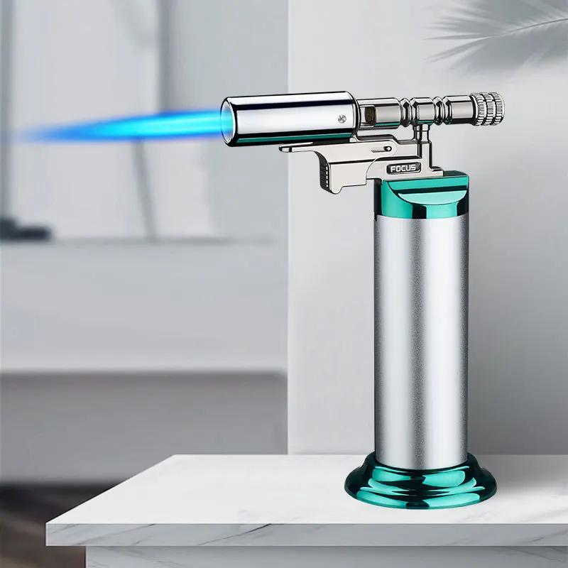 Pistolet de soudage en métal puissant, coupe-vent, torche à Jet de flamme bleue, briquet à gaz, ciga