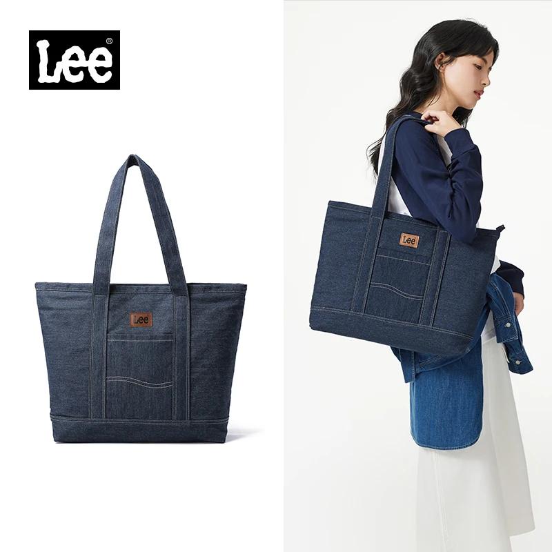 Sac fourre-tout unisexe LEE en toile et cuir avec fermeture éclair, sac à main décontracté en jean p
