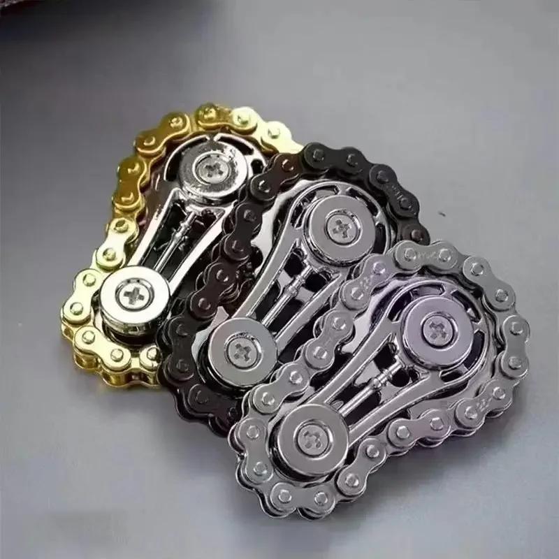Volant d'inertie mécanique à dents de chaîne, Fidget Spinner, anti-stress, anxiété, chaînes de vélo