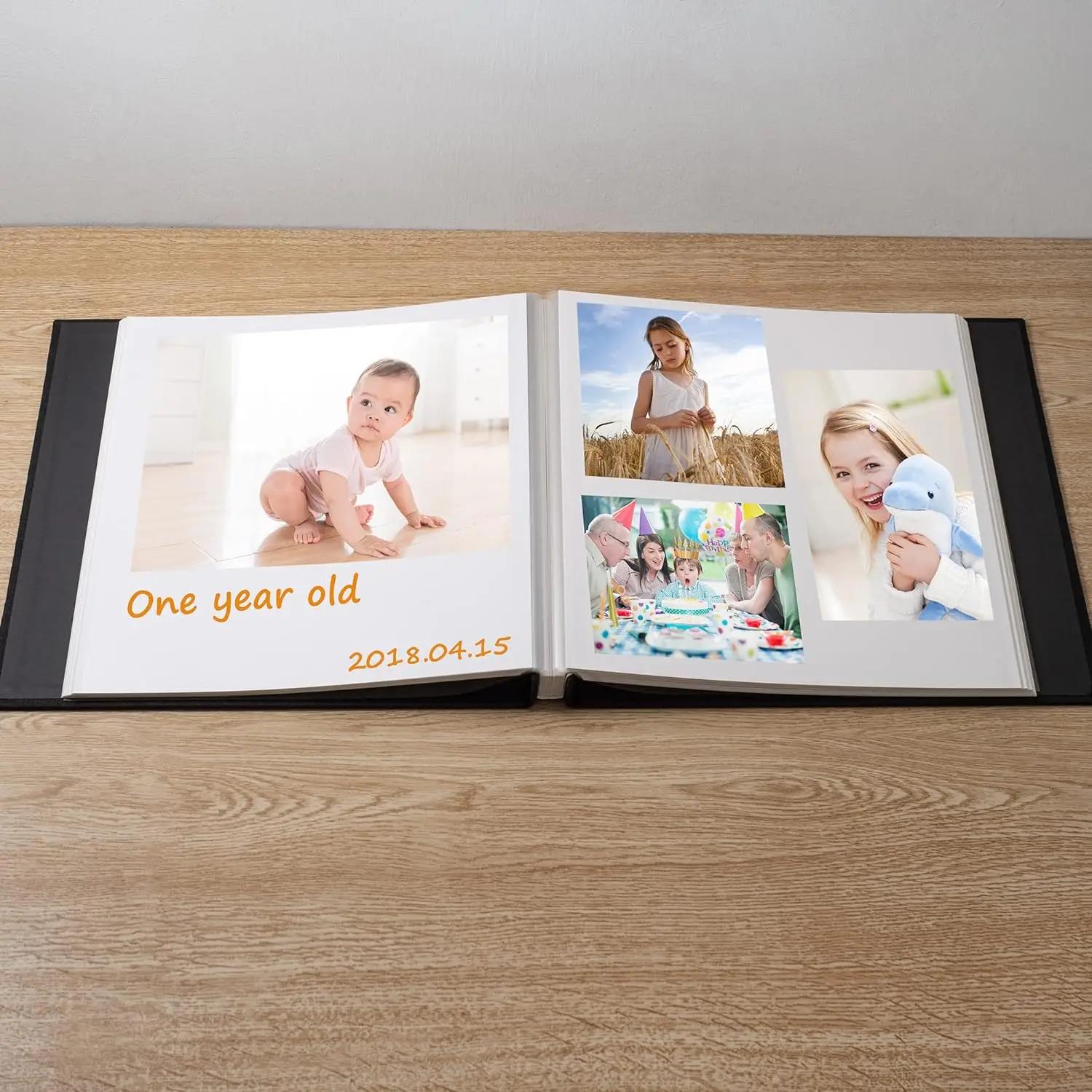 Album Scrapbook auto-adhésif pour photos 4 × 6 5 × 7 8 × 10, couverture en lin magnétique, 40 pages,