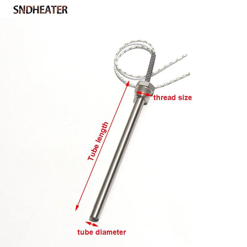 SNDHEATER 1KW Tube électrique à tête unique filetage DN15/21mm(1/2 ") 201SS Tube 12x100-200mm cartou