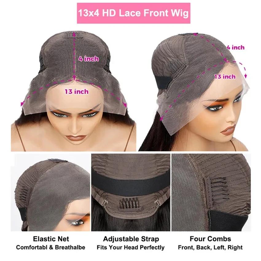 Perruque Bob Lace Front Wig Body Wave Naturelle, Cheveux Courts, 13x6, 13x6, Transparent, HD, Liquim