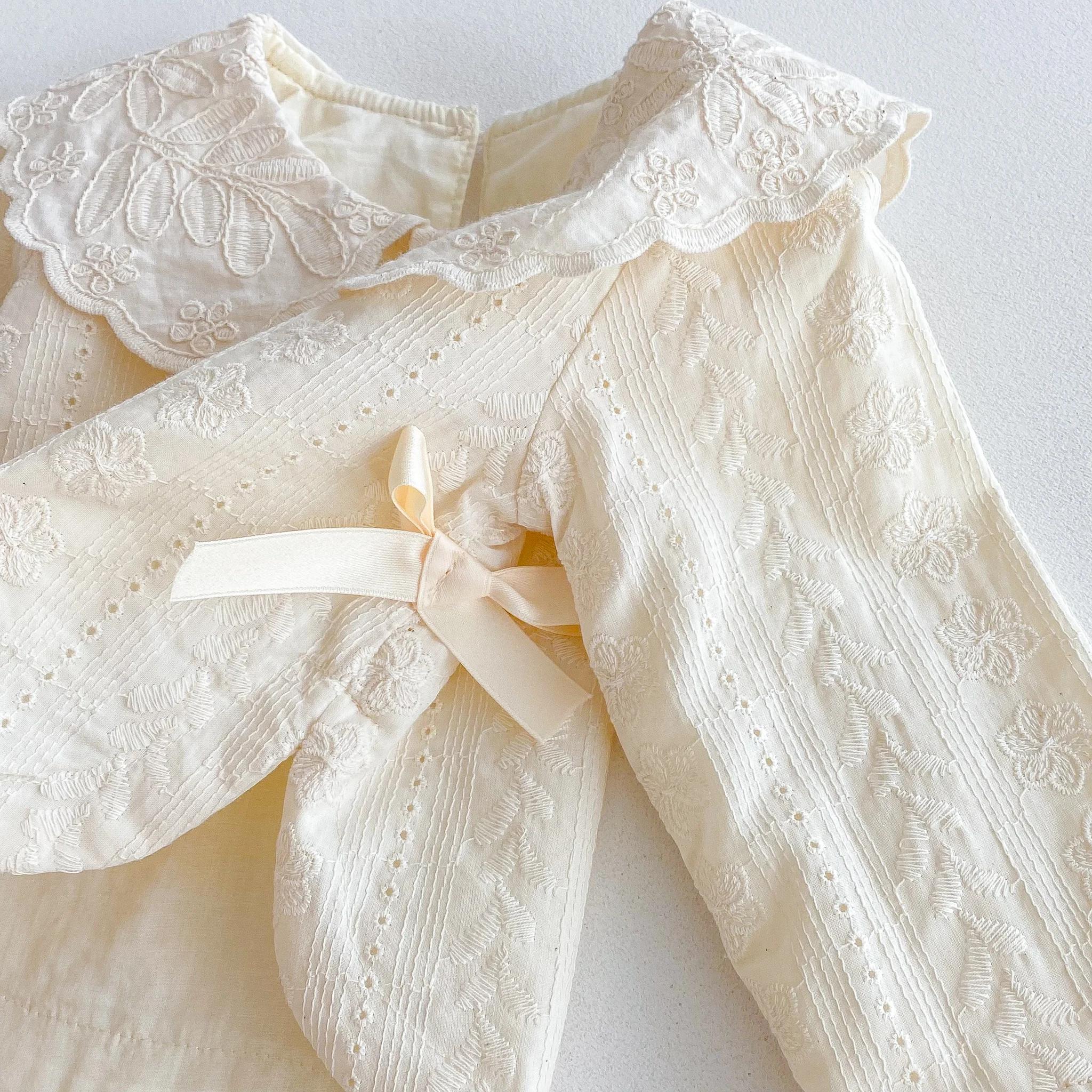 Haut à col en dentelle pour bébé fille, ensemble pantalon à jambes larges, haut à nœud pour fille d'