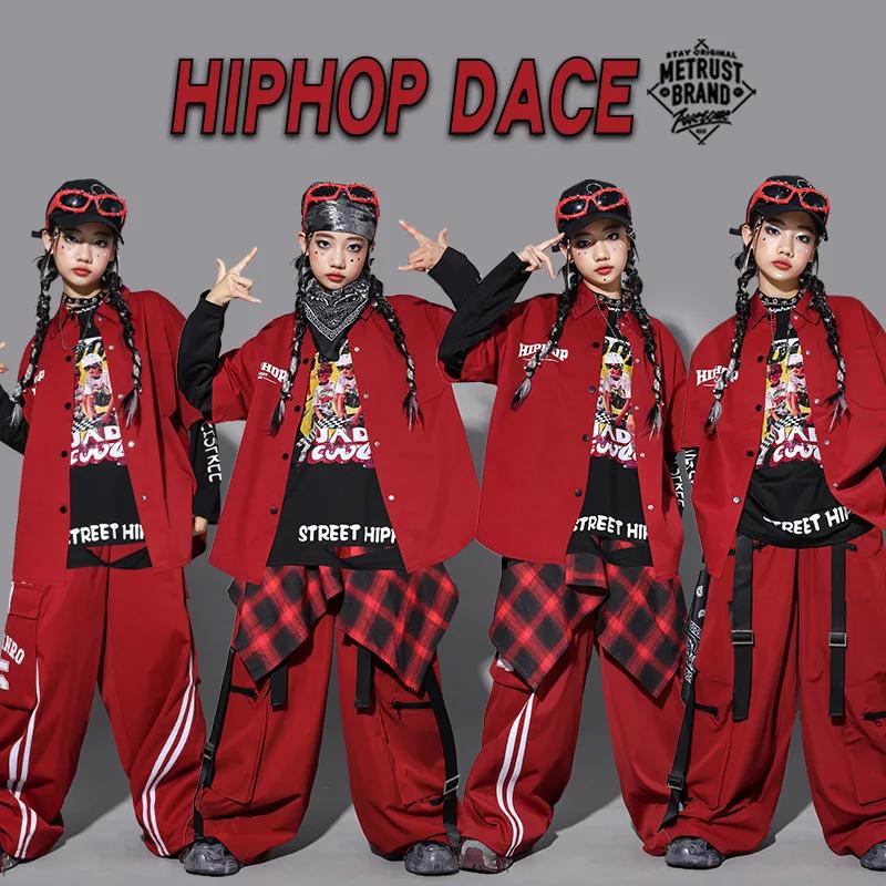 Sweat-shirt à la mode Hip Hop pour garçons, pantalon cargo pour danse de rue, haut K-pop pour filles
