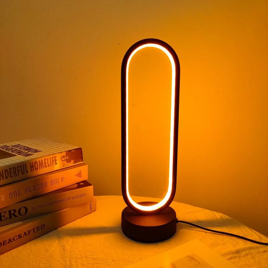 1PC lampe chambre anneau lampe salon trois couleurs gradation lampe de chevet LED veilleuse
