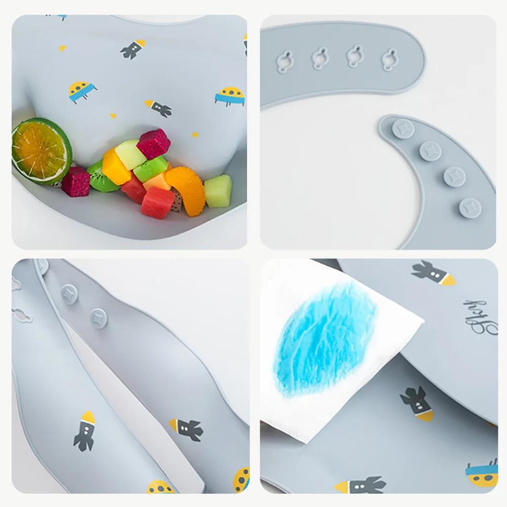 Bavoirs imperméables pour enfants, en Silicone souple, imprimé de dessin animé, réglable, pour dégus