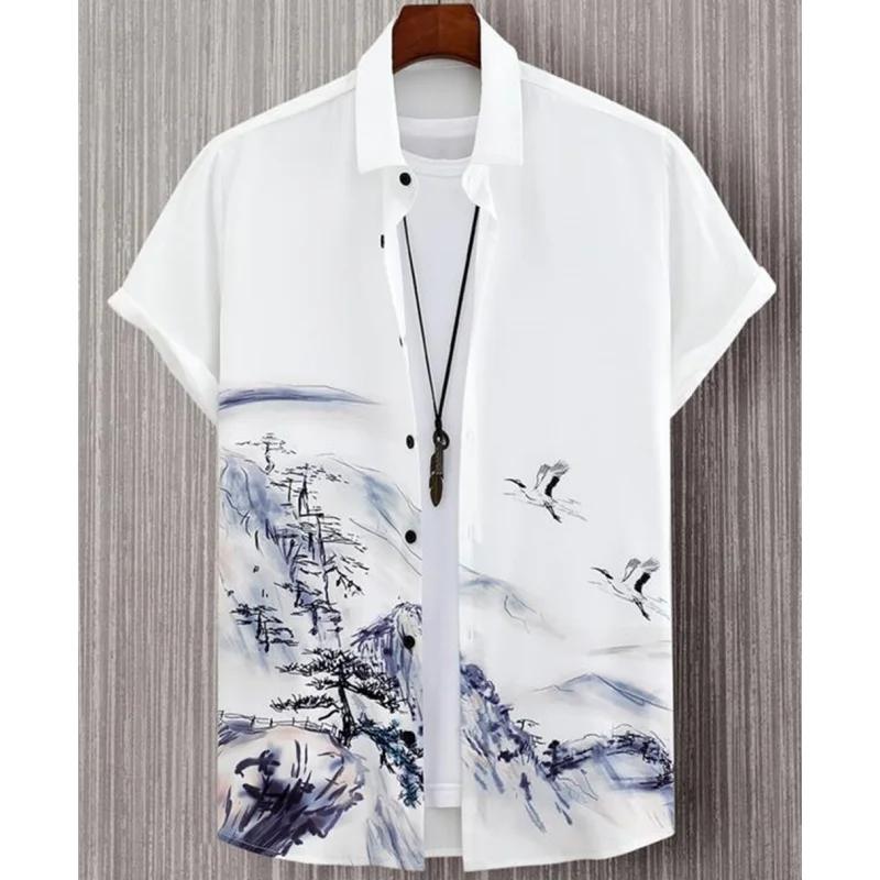 Chemise hawaïenne Simple surdimensionnée pour hommes, mode imprimée en 3d, haut rétro décontracté, v