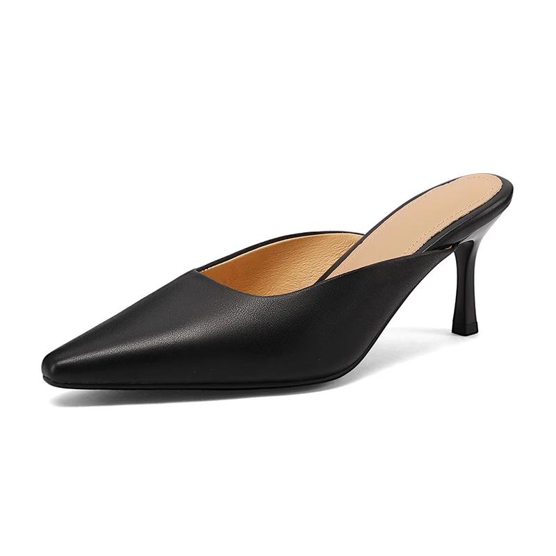 SmallHut 2026 – Nouveauté Été – Mules en Cuir Véritable pour Femme – Sexy, Noires, Abricot, Bordeaux