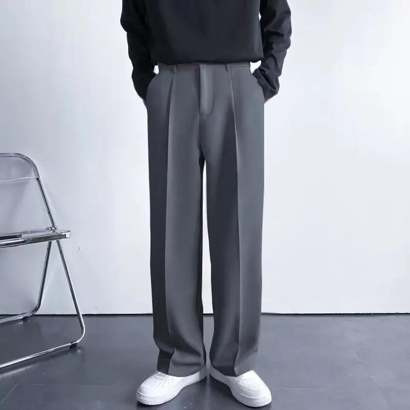 2025 nouveaux hommes pantalons droits mode coréenne costume ample pantalon décontracté drapé Baggy b