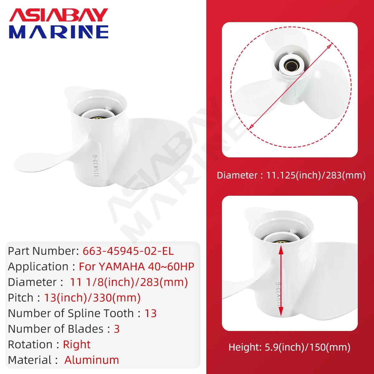 Hélice Marine 663-45945-02 11 1/8*13 pour Yamaha 40 48 50 60 hp, vis en alliage d'aluminium, accesso