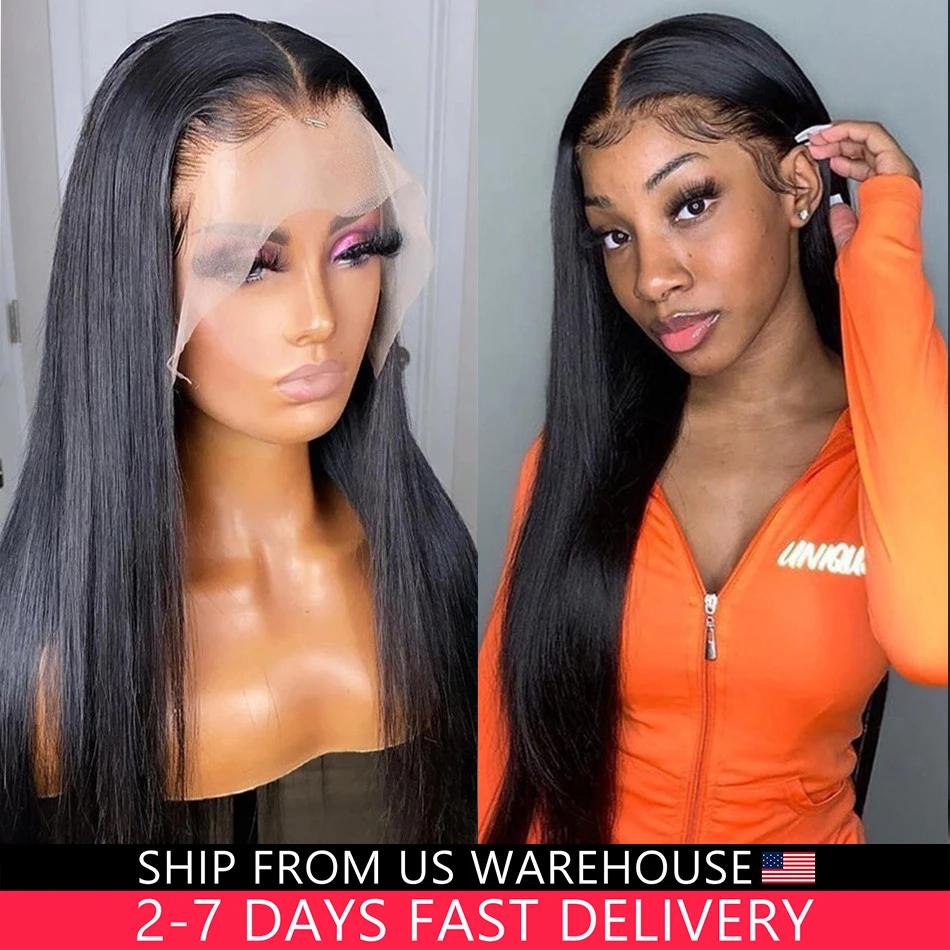 Perruque Lace Front Wig Naturelle Lisse, Cheveux Humains, 13x6, 13x4, 360 HD, 5x5, 6x4, 4x4, Closure