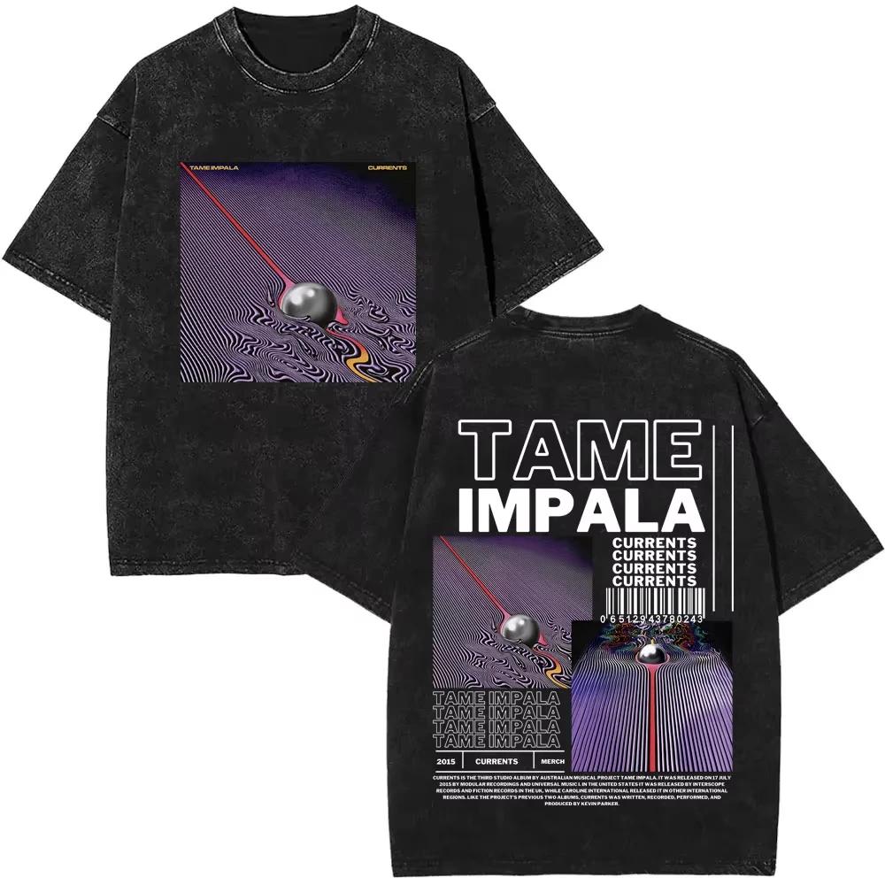 2025 lavé Vintage Tame Impala impression graphique T-shirts vêtements pour hommes Pop Rock groupe T-