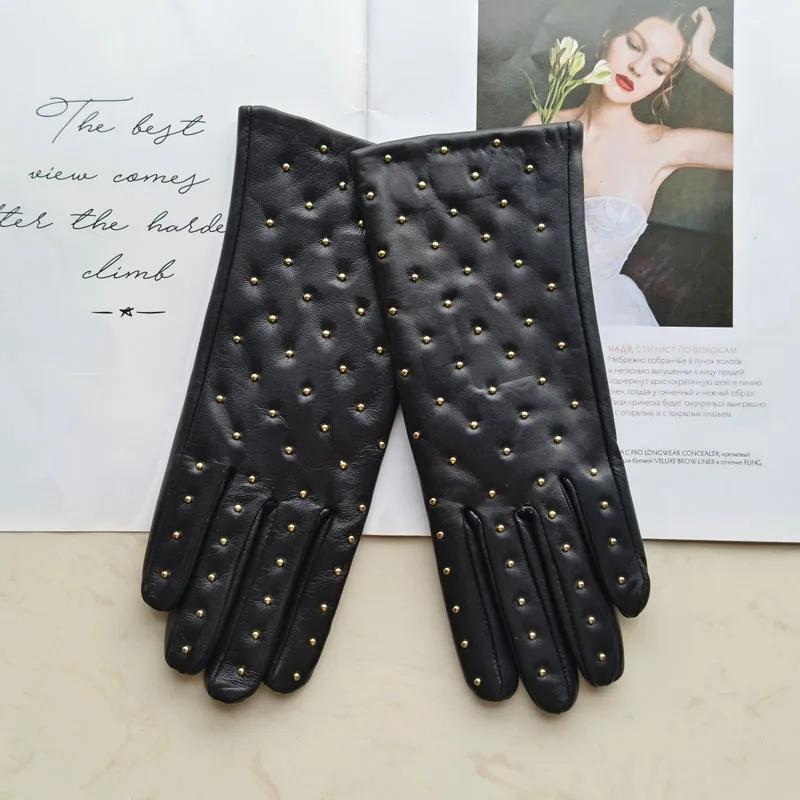 Nouveaux gants d'hiver en peau de mouton pour femmes avec écran tactile et gants en cuir véritable d