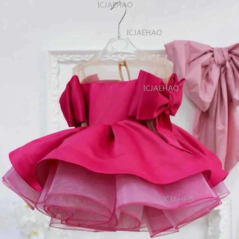 Robe de Princesse en Satin Moelleux pour Filles 2026, Robe de Demoiselle d'Honneur, Tenue Formelle S