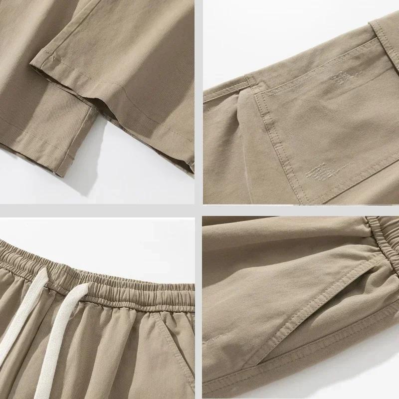 Pantalon Cargo Baggy pour hommes, avec poches, 100% coton, cordon de serrage, taille élastique, jamb