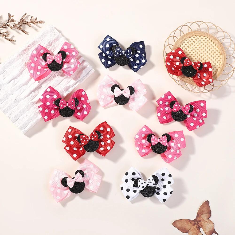 Pinces à cheveux avec nœud à pois pour bébé fille, 4 pièces/lot, épingles à cheveux pour enfants, de