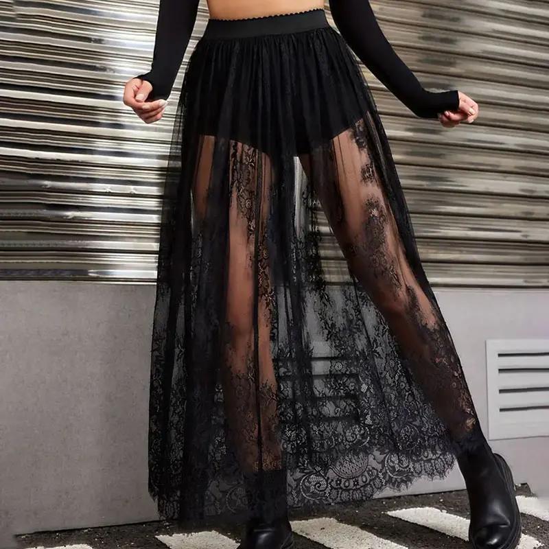 Robe de soirée élégante en dentelle pour femmes, tenue de soirée élégante, Sexy, transparente, Maxi,