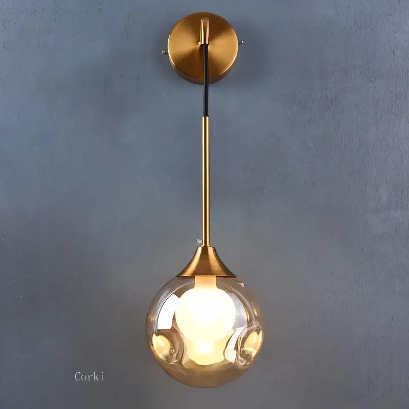 Lampe de mur LED moderne boule de verre applique dorée luminaires intérieur nordique salon cuisine c