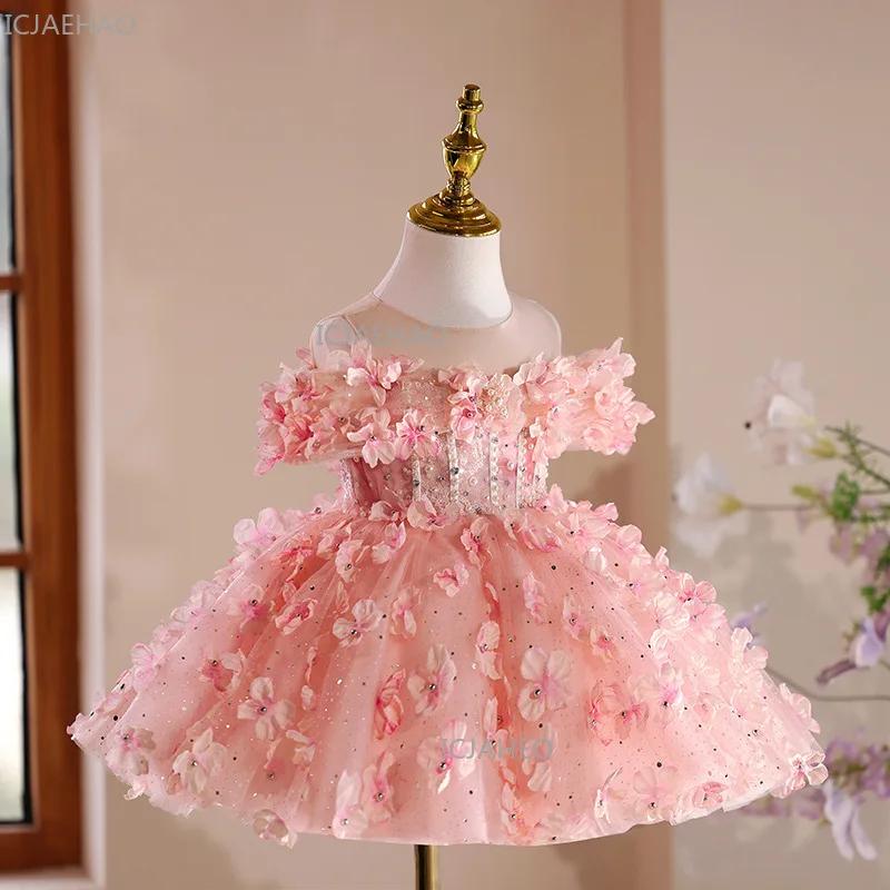 Robe florale pour le premier anniversaire des filles, tenue de performance, de cérémonie ou de conco
