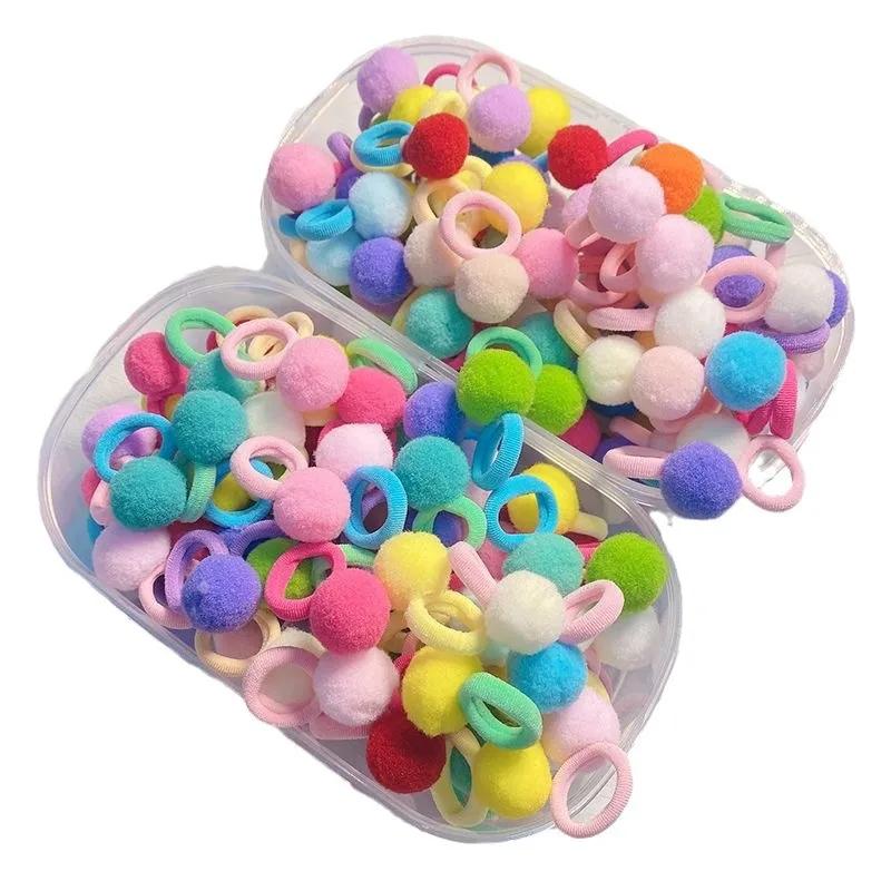Bandes de cheveux élastiques en peluche colorées pour filles, 20 pièces, attaches queue de cheval po