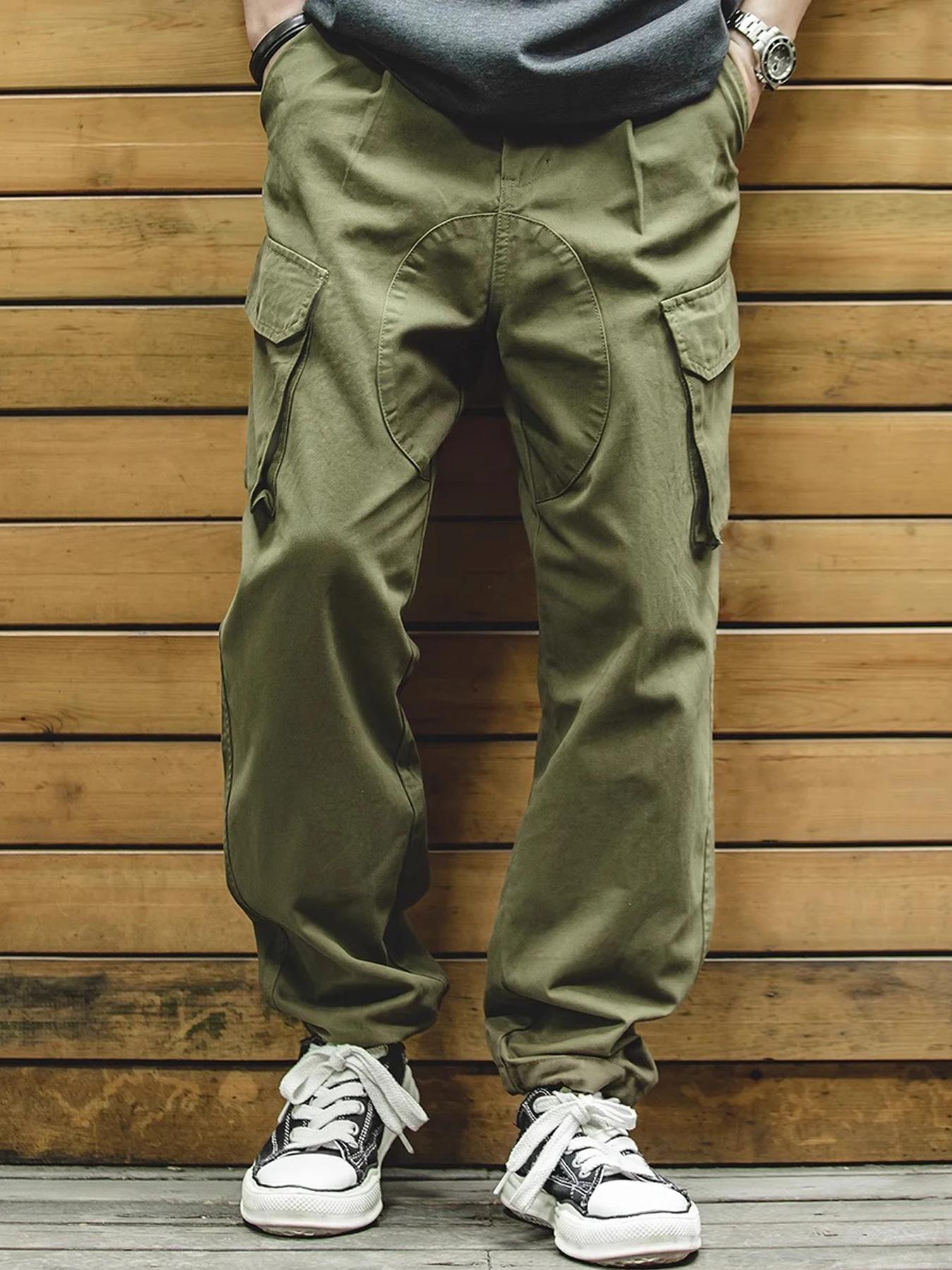 2 pièces de pantalons cargo vintage pour hommes, style marine britannique, 100% coton, toutes saison