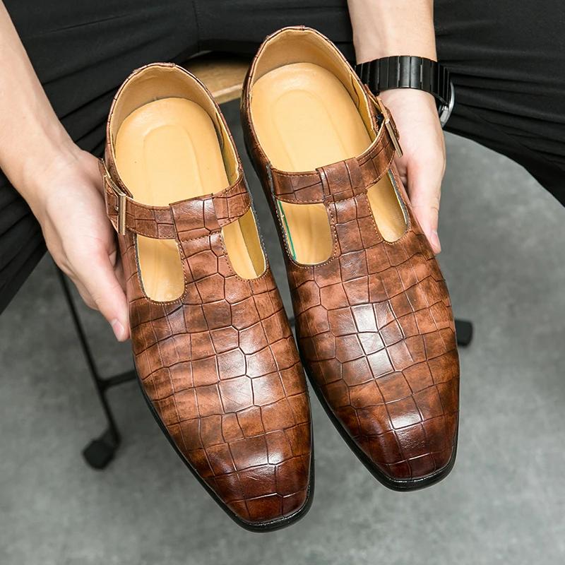 Mocassins en cuir PU faits à la main pour hommes, chaussures provoqué