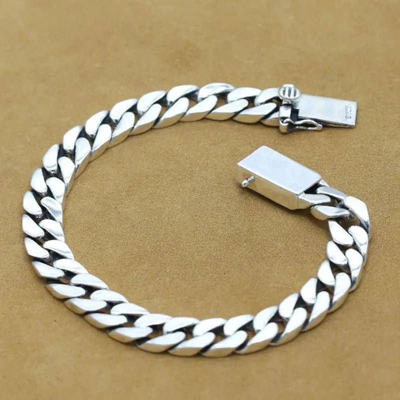 Bracelet en argent Sterling 100% S925, 8MM, Punk, bijoux en argent S925, ne se décolore jamais, cert