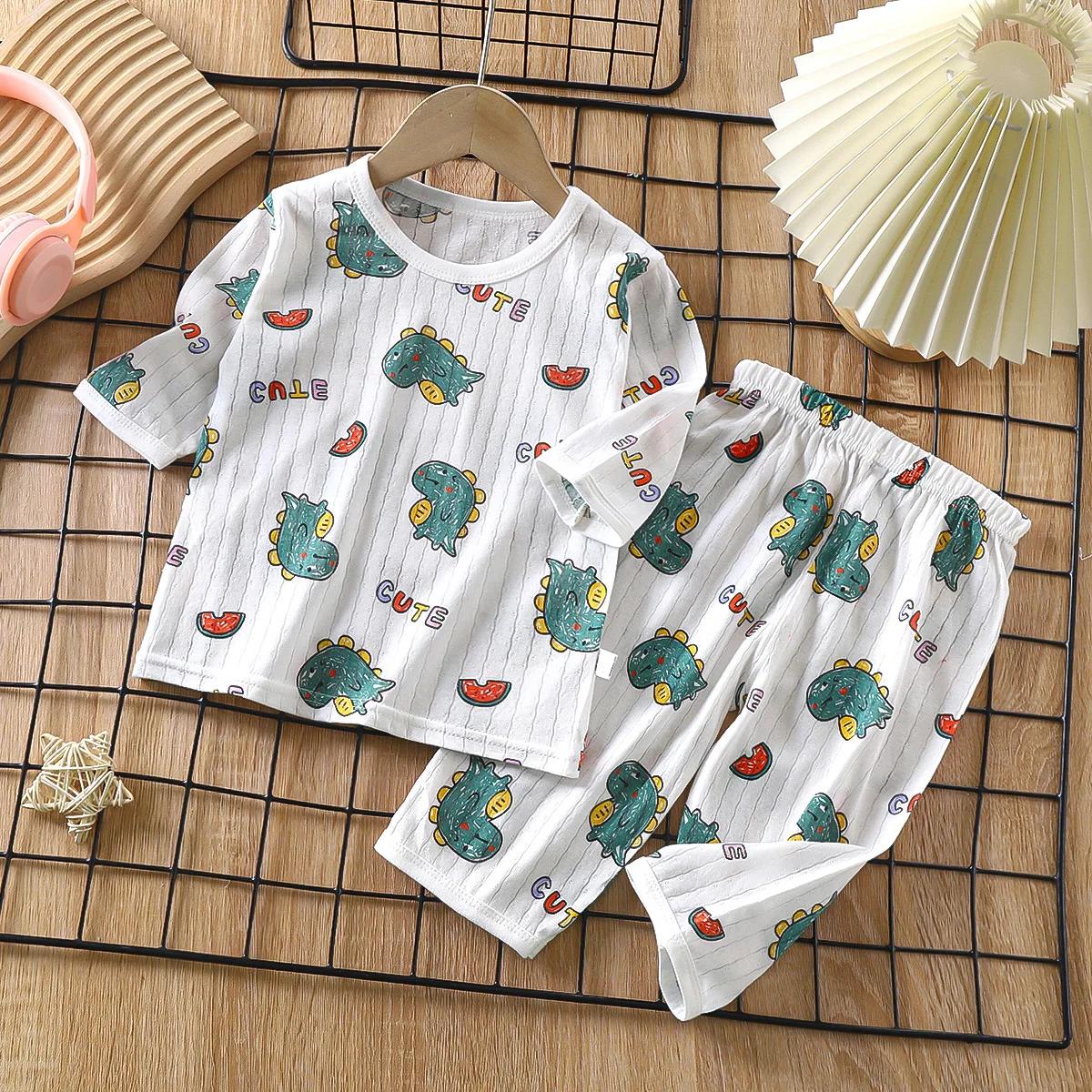 Ensemble pyjama en coton pour bébé, manches longues, vêtements de nuit pour bébé, dessin animé, vête