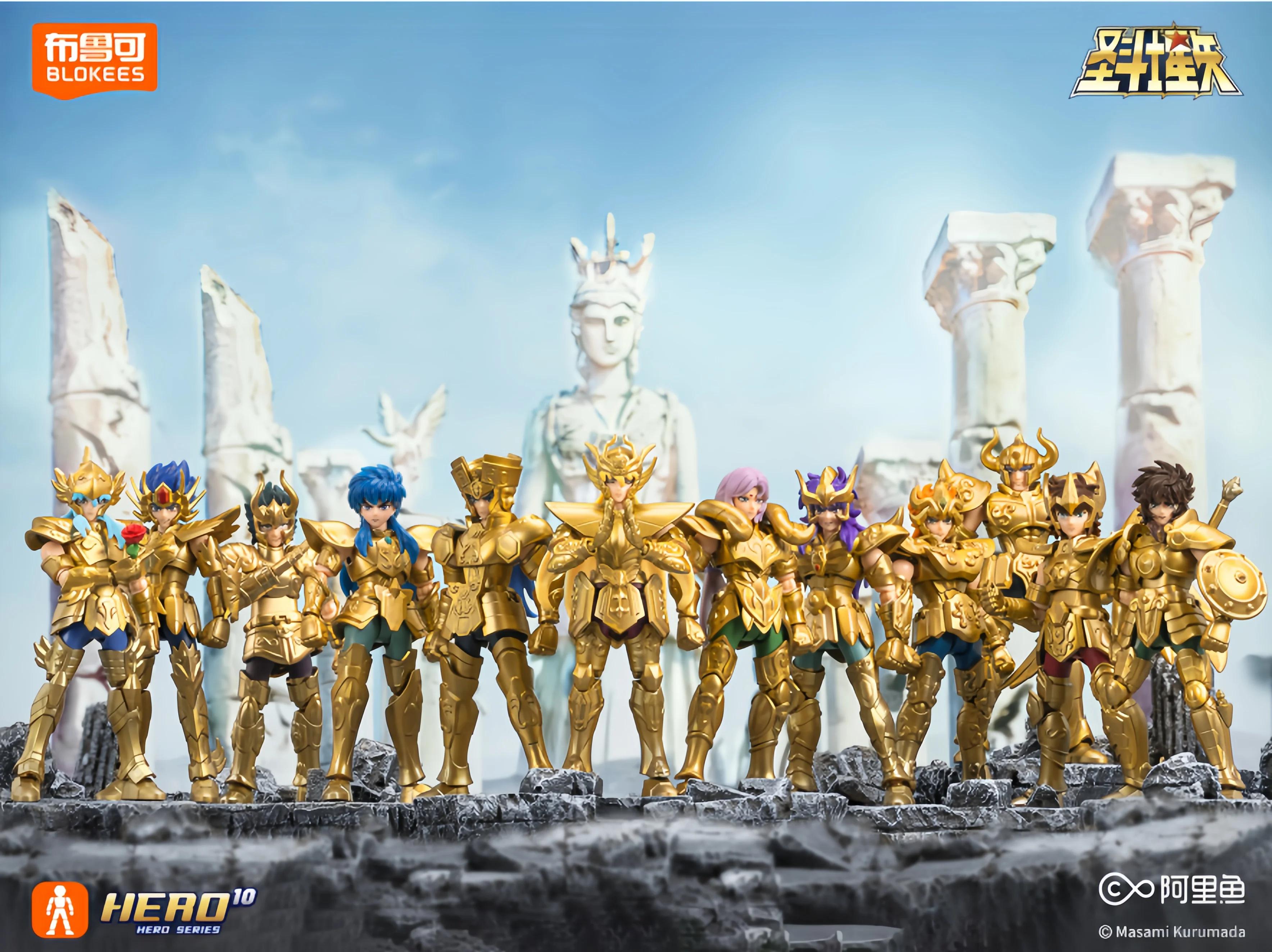 BLOKEES Gold Saint Stars Series Wave1- 4 Blind Box | Ensemble de figurines d'action sous licence S
