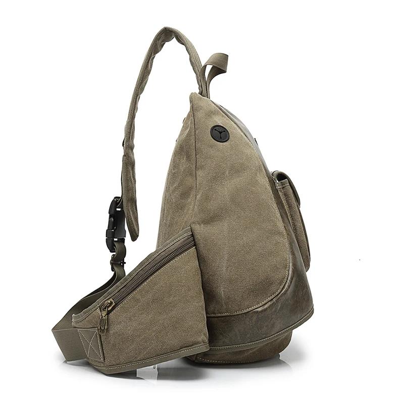 Sac de poitrine en toile imperméable pour hommes, sac à bandoulière Messenger, voyage décontracté, h