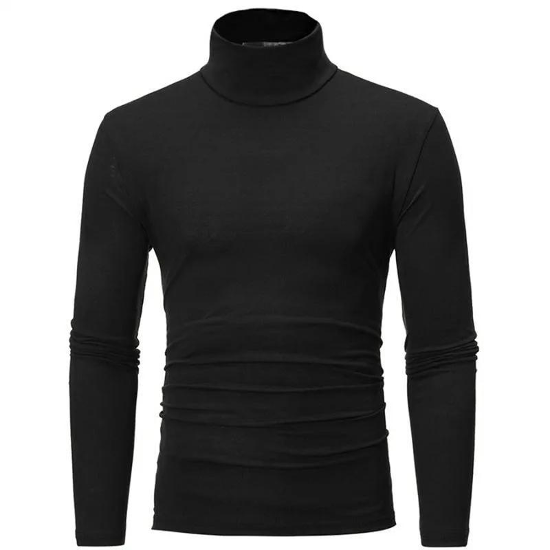 T-shirt col haut pour hommes, coupe cintrée, mode, haute élasticité, manches longues, vêtements déco