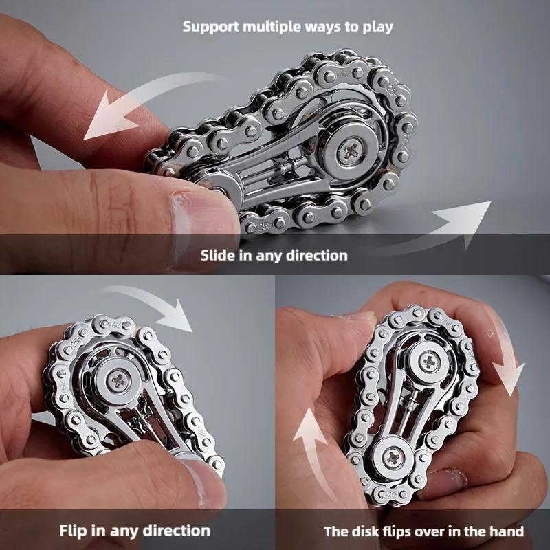 Volant d'inertie mécanique à dents de chaîne, Fidget Spinner, anti-stress, anxiété, chaînes de vélo