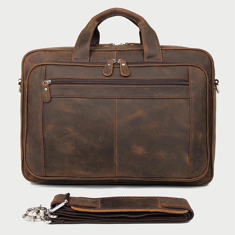 Porte-documents en cuir véritable de haute qualité pour hommes, sac d'affaires en cuir Crazy Horse,