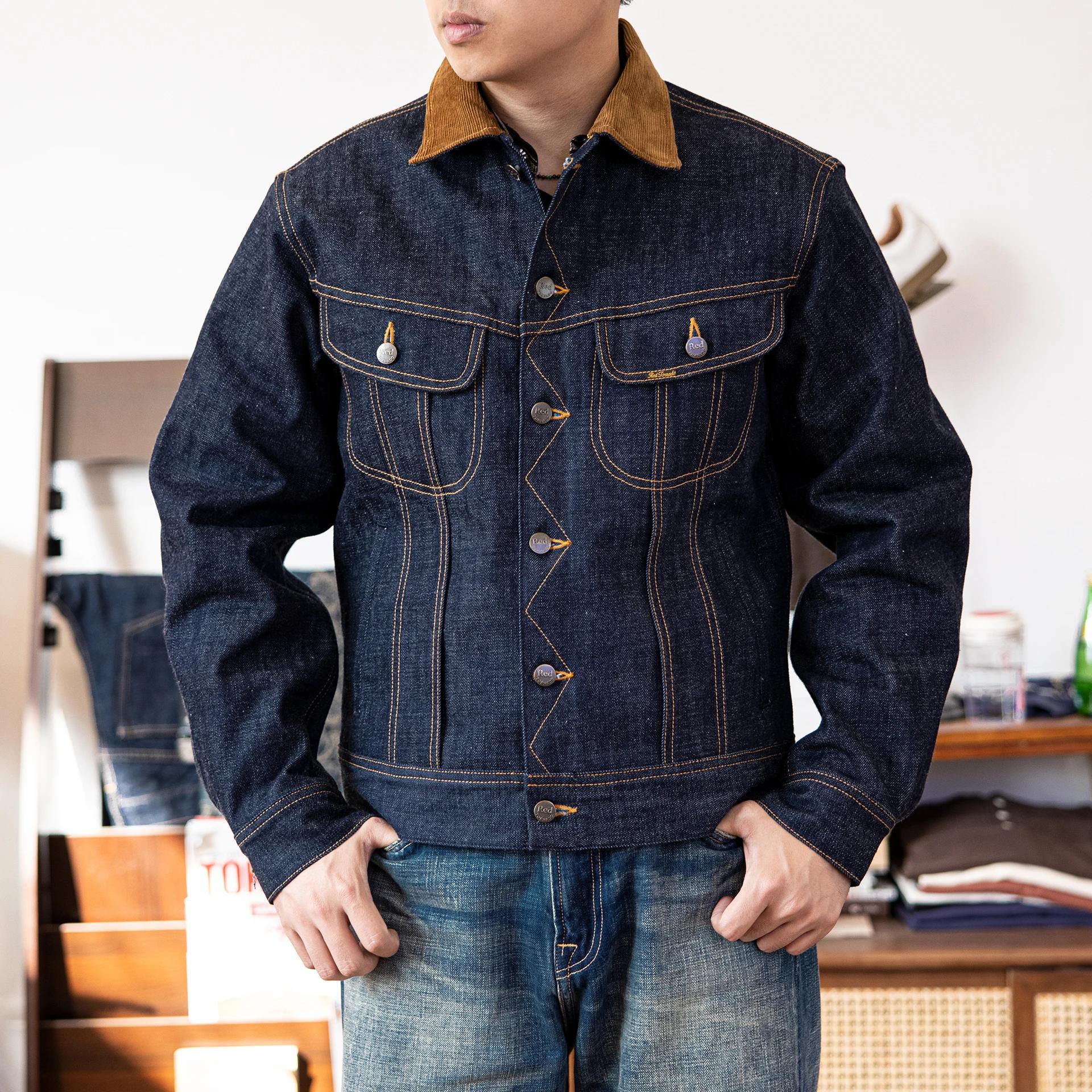 LE-0003 Grande Taille 18oz Haute Qualité Coton Denim Veste Casual mn Non Lavé Storm1958 Manteau