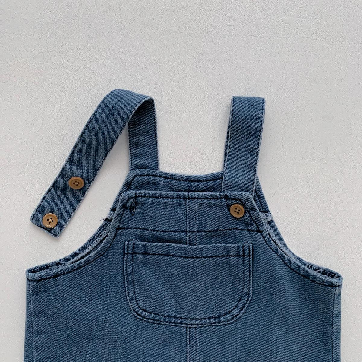 T-shirt en denim pour bébé fille et garçon, combinaison pour nouveau-né, ensemble 2 pièces