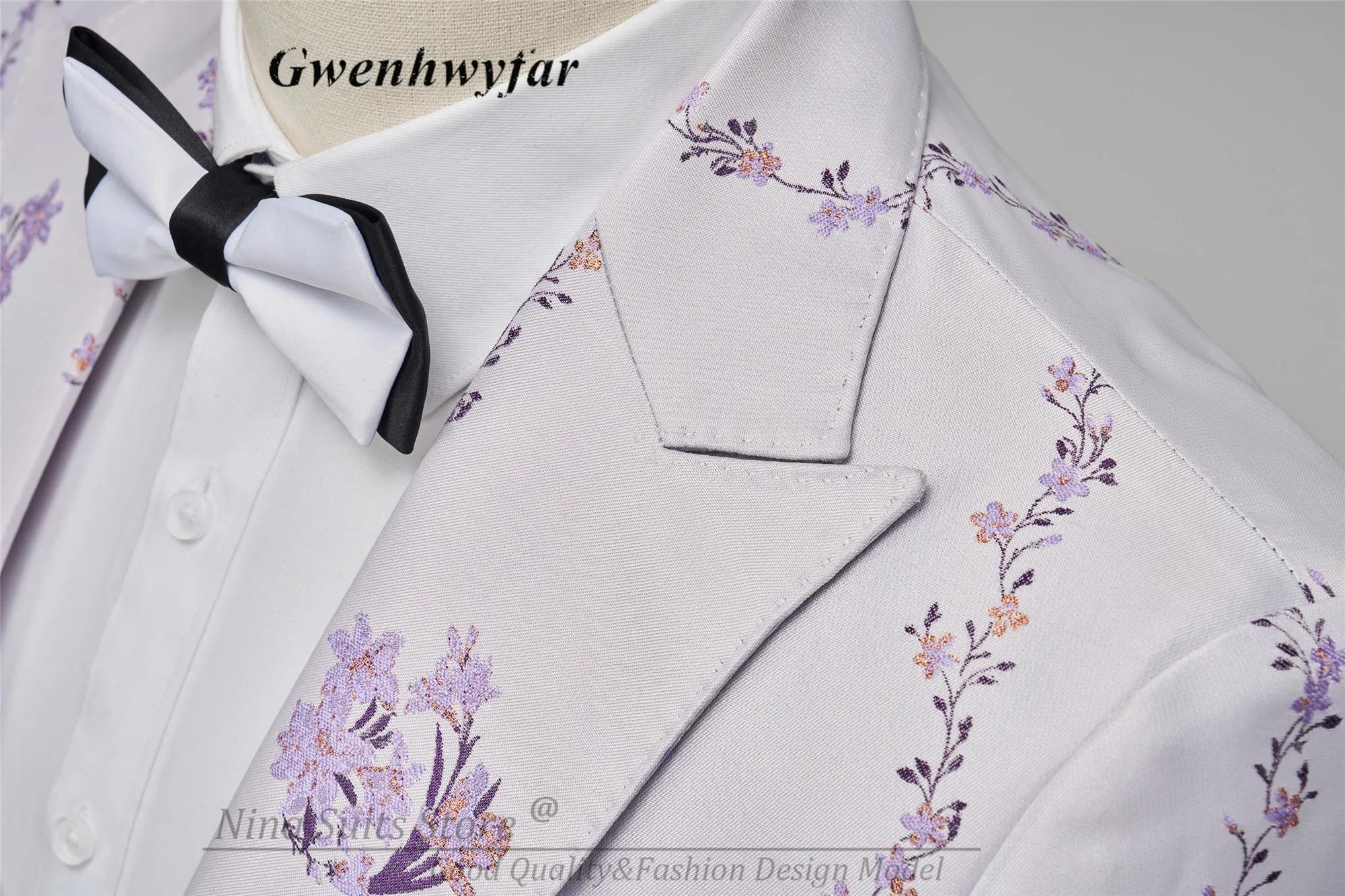 Costume Homme G&N Nouvelle Série 2026 – Blazer et Smoking 3 Pièces à Motif Floral Lilas Magnifique –