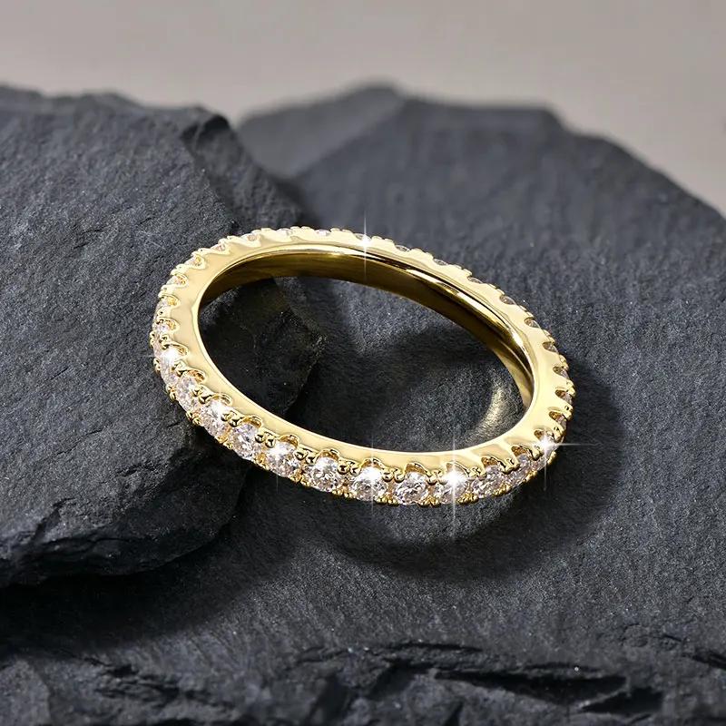 Bague de mariage en or 14 carats pour femmes, certifiée couleur D VVS1, bague d'éternité en moissani
