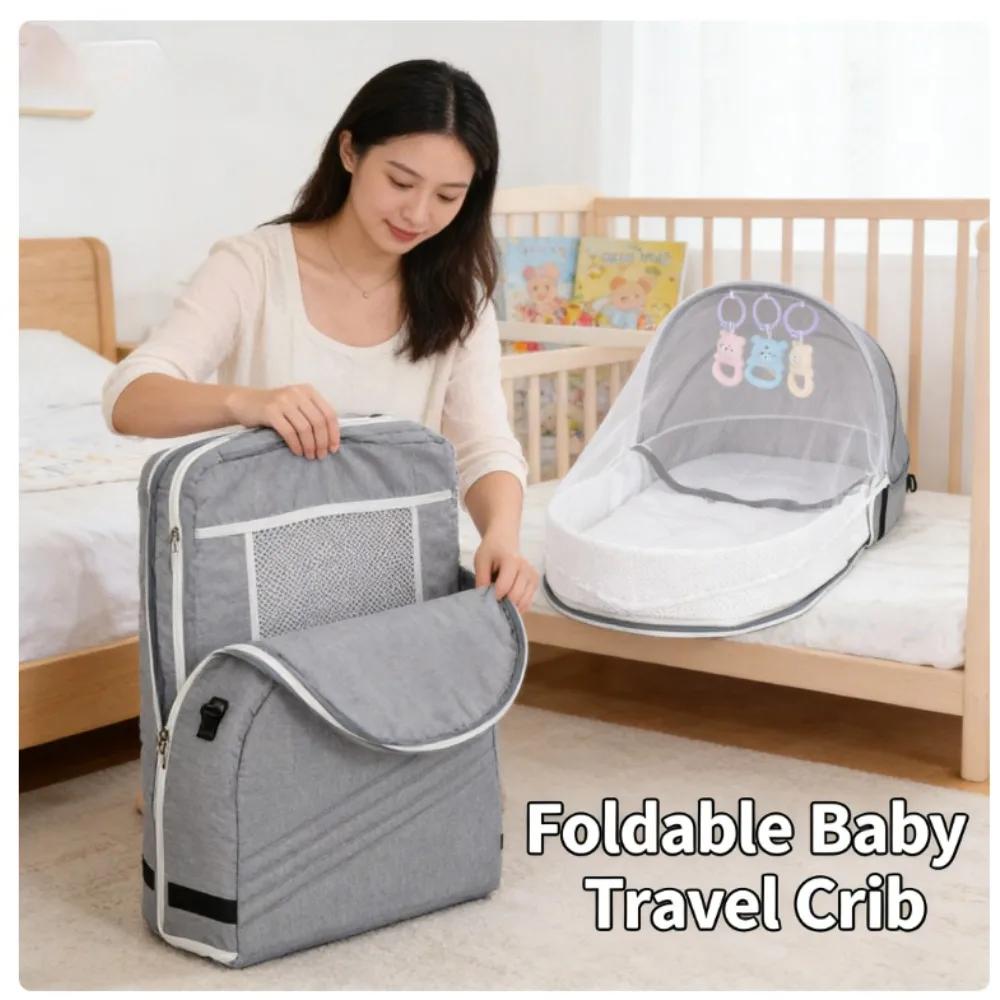 Lit de voyage pliable simple pour bébés nouveau-nés, lit anti-pression portable, léger et facile à t