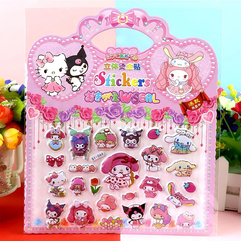 4 pièces Sanrio mignon dessin animé Kuromi ma mélodie bulle autocollants drôle Graffiti 3D gonflé dé