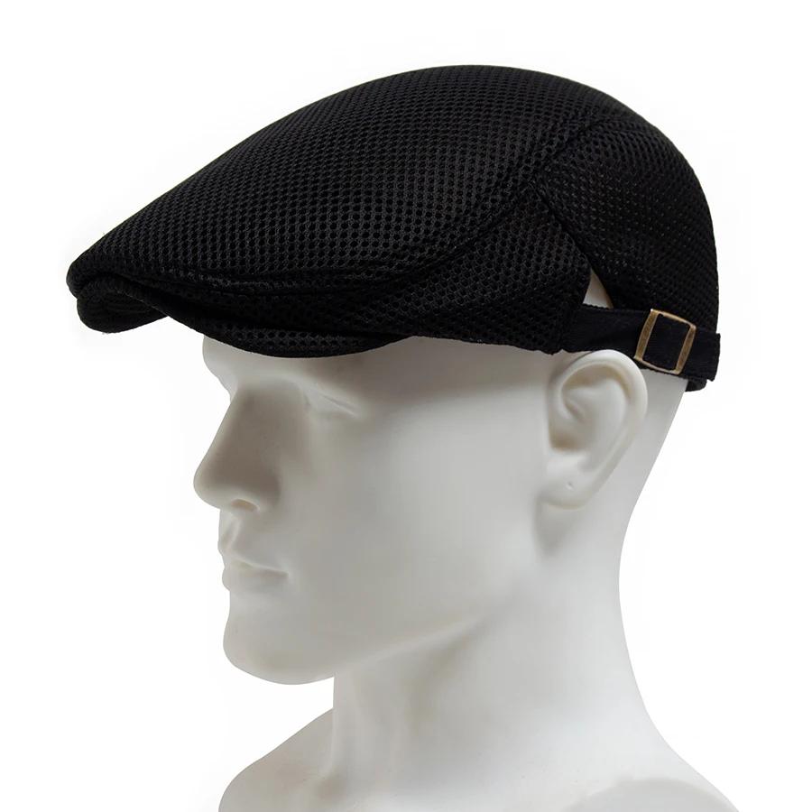 Béret en maille respirante pour hommes et femmes, chapeau plat, pare-soleil décontracté, Vintage, ca