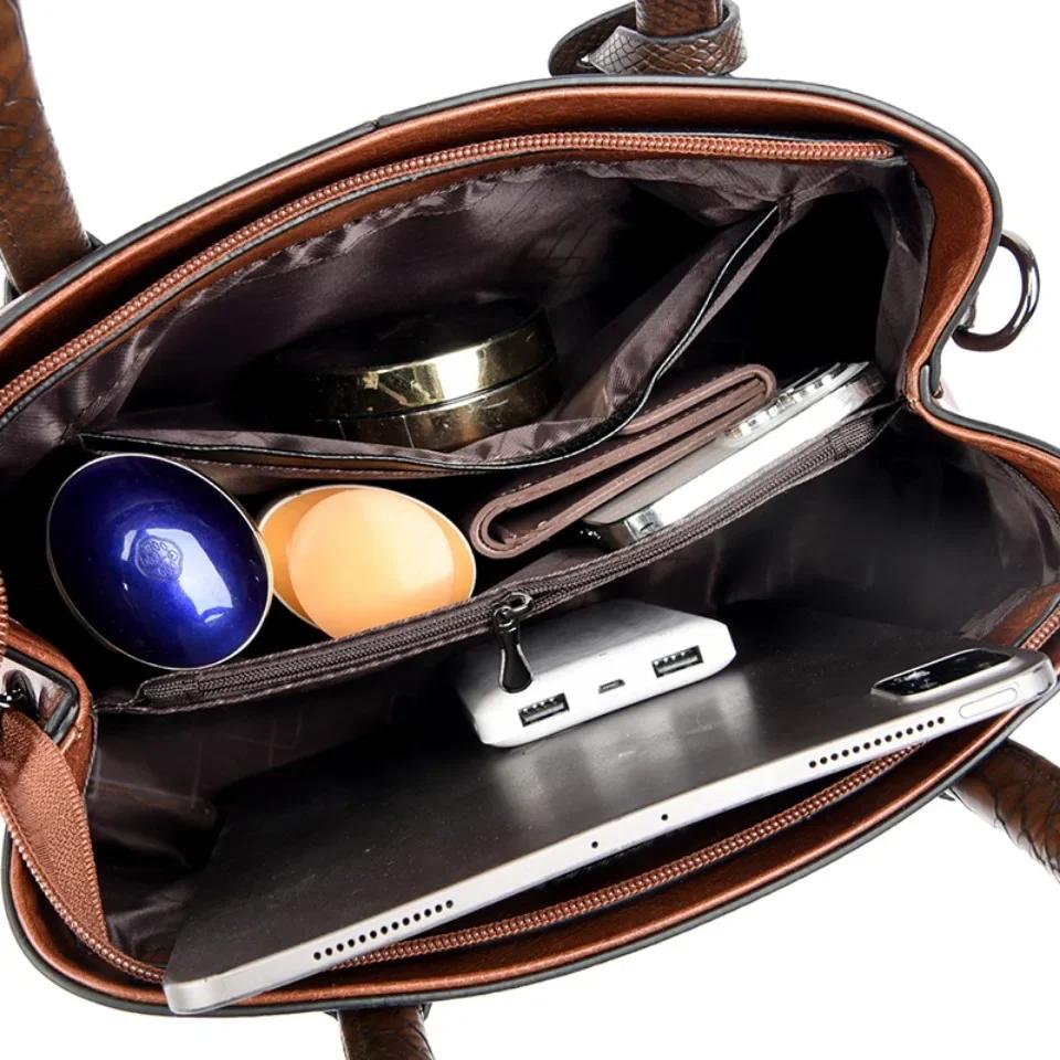 Sac à bandoulière Patchwork de luxe pour femmes, sac à main en cuir de grande capacité, fourre-tout