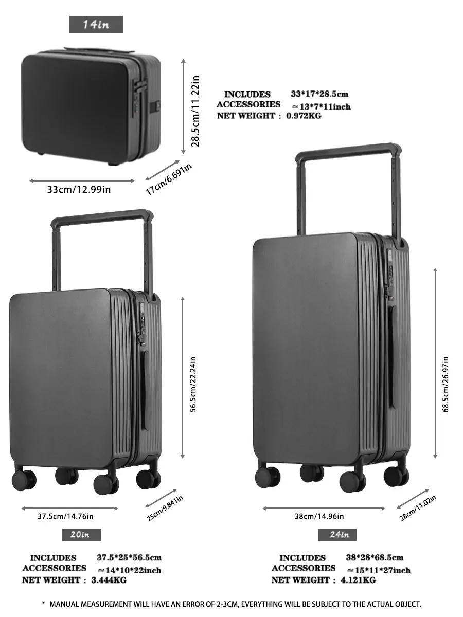 Ensemble de bagages 20+14"24+14" avec USB et porte-gobelet TSA Lock 360 ° Roues crochet de pied su