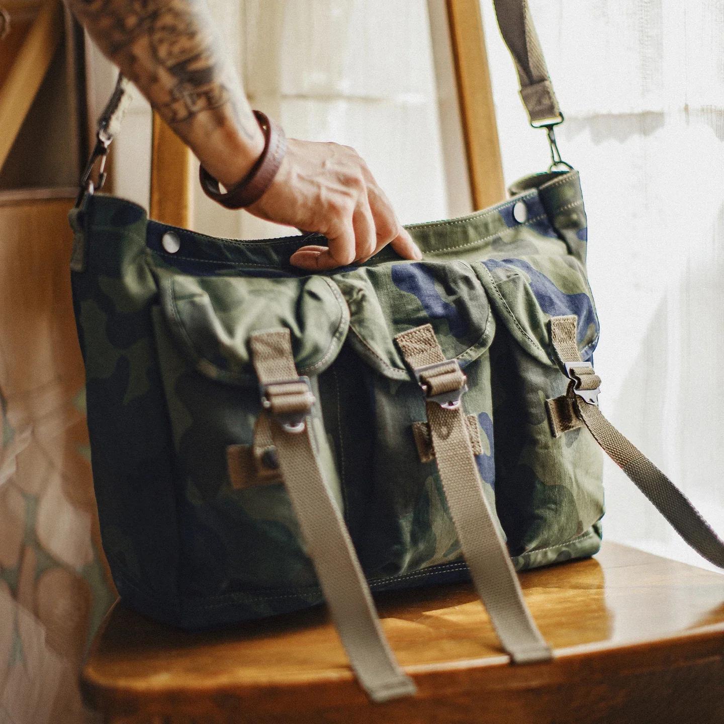 Maden – sac à bandoulière tactique Vintage pour hommes, sacoche en coton de Camouflage, grande capac