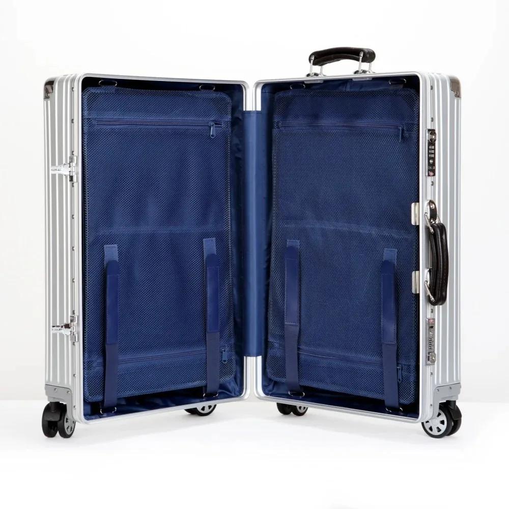 Valise rétro en alliage d'aluminium et de magnésium, bagage roulant de haute qualité, boîtier de cha